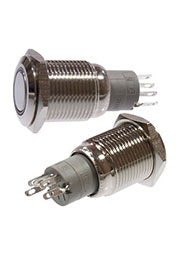 SC-984R d16 12V, Кнопка антивандальная металл 16мм 12В, фикс/подсветка красная