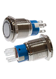 SC-984R d19 12V, Кнопка антивандальная металл 19мм 12В, фикс/подсветка красная