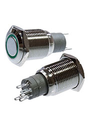 SC-985G-16 12V green, Кнопка антивандальная металл 16мм 12В, зеленая