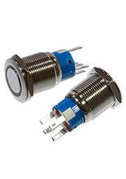 SC-985R-19 250V, Кнопка антивандальная металл 19мм 250В/5А, с подсветкой красная