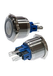 SC-985R-22 250V, Кнопка антивандальная металл 22мм 250В/5А, с подсветкой красная