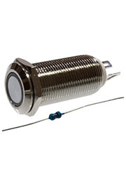 SC-986B-12 12V, Кнопка антивандальная металл 12мм 12В, фикс/подсветка синяя длина21мм