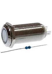 SC-986G-12 12V, Кнопка антивандальная металл 12мм 12В, фикс/подсветка зеленая