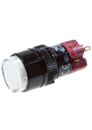 D16LAR1-1ABKW, кнопка с фиксацией и LED подсветкой белая 250В 5А