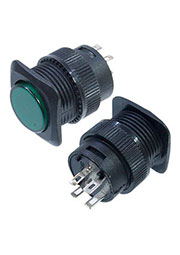 R16-504AD-G Lock, переключатель зеленый с подсветкой с фикс.