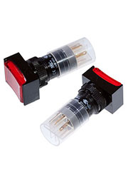 P16LMT2-1ABKR, кнопка без фиксации с LED подсветкой 240В 4А