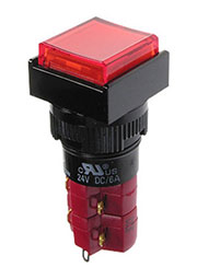 D16LAS1-2ABGR, кнопка с фиксацией и подсветкой неон 250В 5А