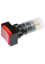 D16LAT2-1ABKR, кнопка с фиксацией и LED подсветкой 240В 5А