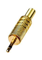 1-004G, штекер аудио 2.5мм моно металл на кабель "позолоченный"