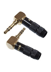 7-0292GBK, Разъем аудио 3,50мм, 2 кон., угловой, стерео, "позол.", металл, черный