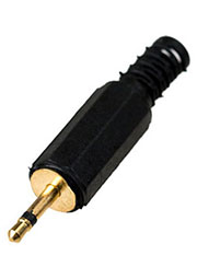 1-000G, штекер аудио 2.5мм моно пластик на кабель "позолоченный"