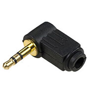 1-055G, штекер аудио 3.5мм стерео угловой пластик на кабель "позолоченный"