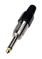 1-118G BK, штекер аудио 6.35мм моно металл цанга на кабель черный