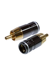 1-256G WHITE, штекер RCA металл на кабель, белый "позолоченный"