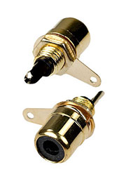 1-290G BLACK, гнездо RCA металл на корпус черный  "позолоченный"