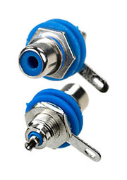 1-291 BL, гнездо RCA металл с изолятором на корпус синий