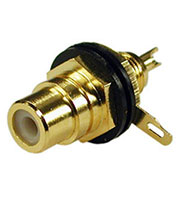 RS-115G/B, RCA разъем гнездо на панель золотое черное/белое