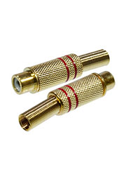 1-209G(RP-410G), гнездо RCA металл на кабель пайка красный "позолоченный"