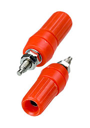 1-656, гнездо банан 45мм пластик на корпус с шайбой красный