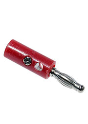 1-622 (BP-214), штекер банан пластик на кабель винт, малиновый