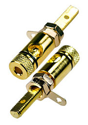 1-671G(LSTGB), гнездо банан 48мм металл на корпус черный кабель до 10мм