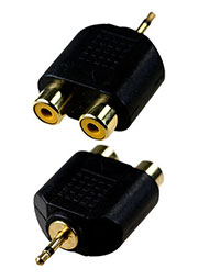 2-194G, переходник 2.5мм штекер моно - 2 x RCA гнездо пластик "позолоченный"