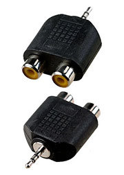 2-195, переходник 2.5мм штекер стерео - 2 x RCA гнездо пластик