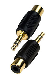 2-201G, переходник 3.5мм штекер стерео - RCA гнездо пластик "позолоченный"