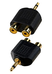 2-209G, переходник 3.5мм штекер моно - 2 x RCA гнездо пластик "позолоченный"