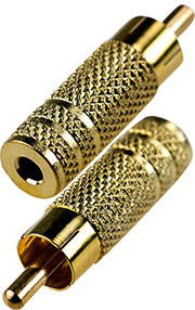 2-224G, переходник RCA штекер - 3.5мм гнездо моно металл "позолоченный"