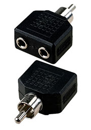 2-227, переходник RCA штекер - 2 x 3.5мм гнездо стерео пластик