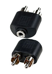 2-228, переходник 2 x RCA штекер - 3.5мм гнездо моно пластик