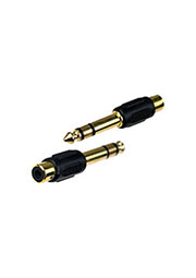 2-232G, переходник 6.35мм штекер стерео - RCA гнездо пластик "позолоченный"