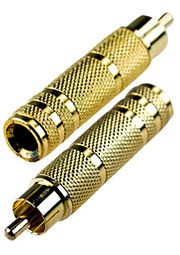 2-254G, переходник RCA штекер - 6.35мм гнездо моно металл "позолоченный"