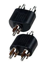 2-261, переходник RCA штекер - 2 x RCA штекер пластик