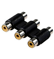 2-278, переходник 3 x RCA гнездо - 3 x RCA гнездо пластик