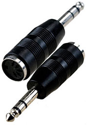 2-302, переходник 6.35мм штекер стерео - DIN 5 pin гнездо пластик