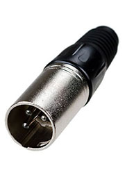 1-503 BK, разъем XLR 3 контакта штекер металл цанга на кабель черный