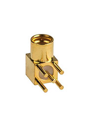 1-1634010-0, MMCX гнездо угловое 50Ом на плату позолота