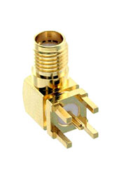 SMA-F-RA-PCB2, разъем угловой SMA гнездо с гайкой и шайбой