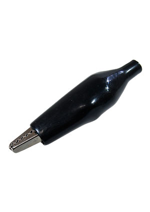 16-0003 black, зажим крокодил 56мм изолированный черный 5А