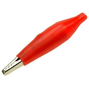 27.711.1, Зажим крокодил с изолятором 41мм красный