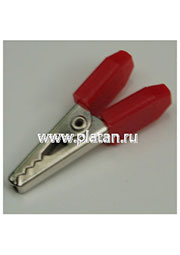 AG-026, Зажим "Крокодил" с изолятором красный, 5А