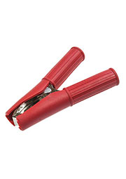 16-0016 красный, зажим крокодил 75мм в изоляторе 30А красный