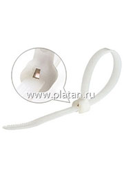 КСЗ 4х200 (100шт.), Стяжка крепежная с зубом нерж. стали 4х200мм белая