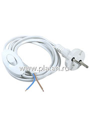 Шнур 1.5м с вилкой (S18)  ШВВП-ВП 2х0.75мм белый с переключателем