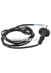 Шнур 1.5м с вилкой (S18)  ШВВП-ВП 2х0.75мм черный с переключателем