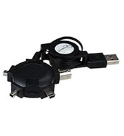 A-USB4TO1 AM/BM, Кабель рулетка USB 2.0/BM+miniB5p+miniB8p+miniB4p, 0.75м