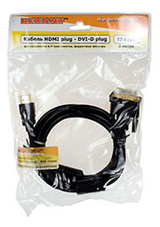 HDMI(ВИЛКА) - DVI-D GOLD (ВИЛКА) 2.0М С ФИЛЬТРАМИ