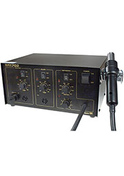 QUICK702 ESD, паяльный комплекс 3 в 1 термофен + керамический паяльник + оловоотсос